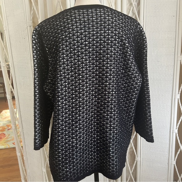 AK Anne Klein Sweater Open Lacy Knit Black and White Cardigan Plus size 3X - Picture 5 of 15